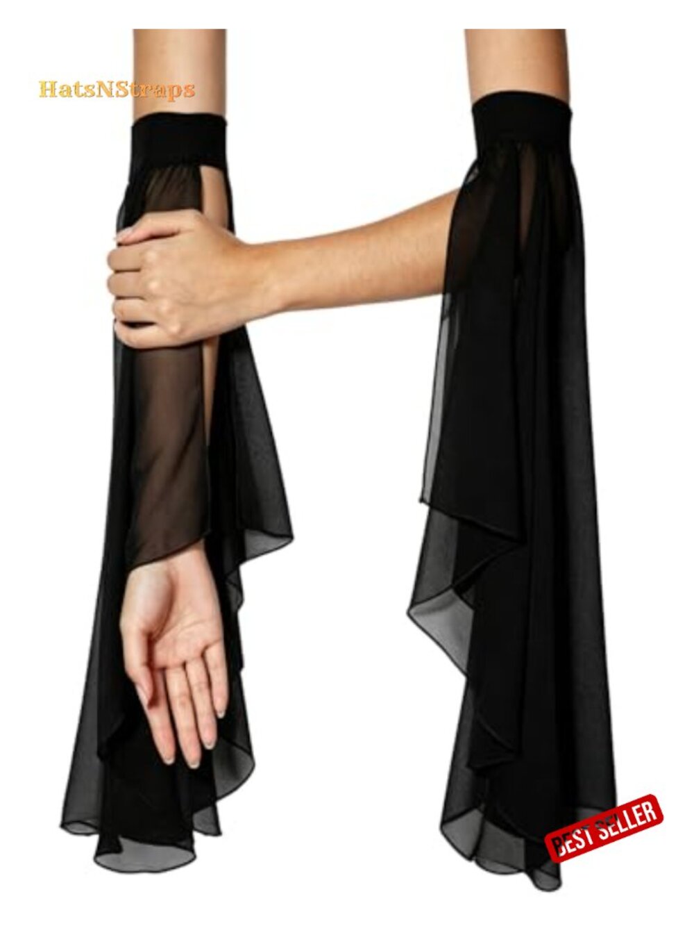 Detachable Chiffon Arm Sleeves Medieval Sheer Flowy One Size Cosplay